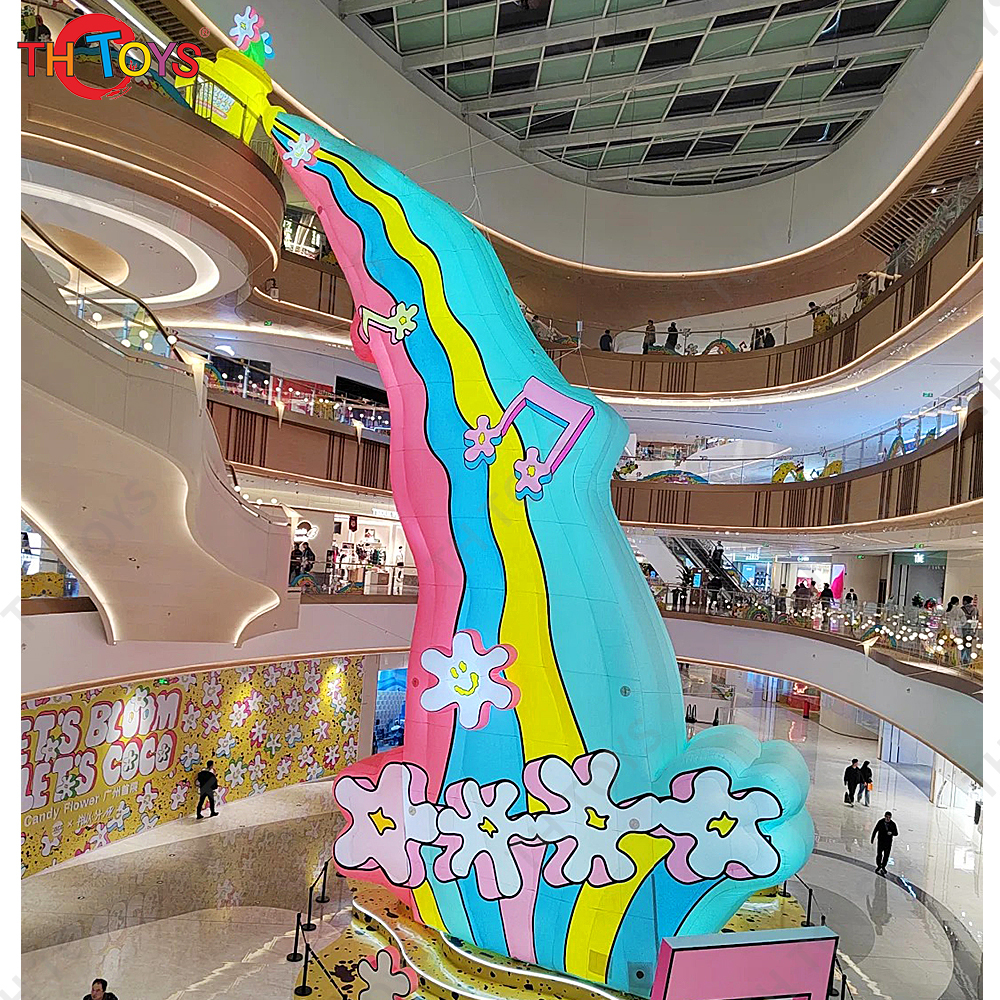 Free Door Ship 8m High Giant Inflatable Flower Decoration led Artificial Flower Plant for Shopping Mall Party Event