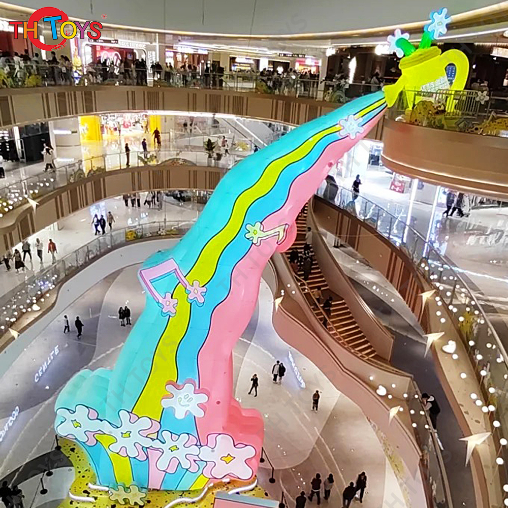 Free Door Ship 8m High Giant Inflatable Flower Decoration led Artificial Flower Plant for Shopping Mall Party Event