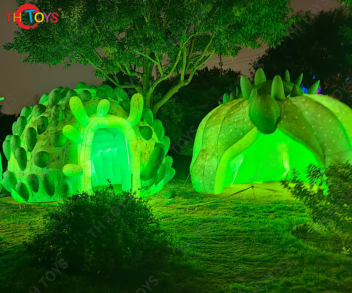 8m Green Giant Inflatable Cactus Igloo Dome Tent With Led And Blower For Outdoor Parties Or Events