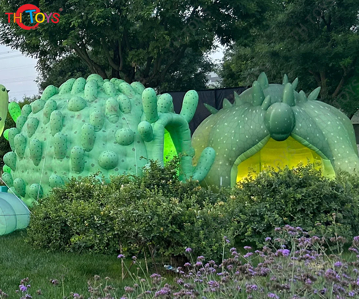 8m Green Giant Inflatable Cactus Igloo Dome Tent With Led And Blower For Outdoor Parties Or Events