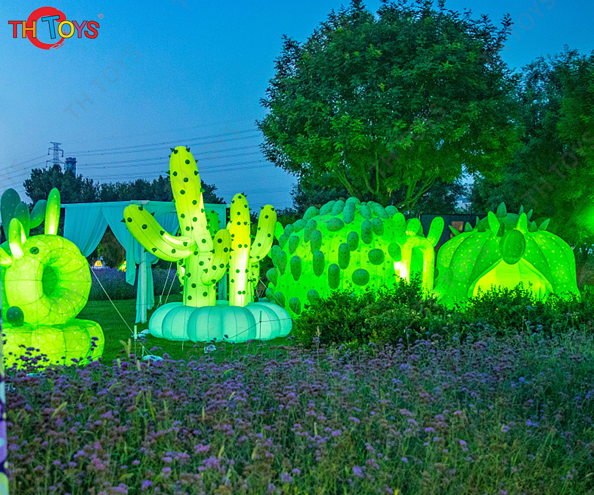 8m Green Giant Inflatable Cactus Igloo Dome Tent With Led And Blower For Outdoor Parties Or Events