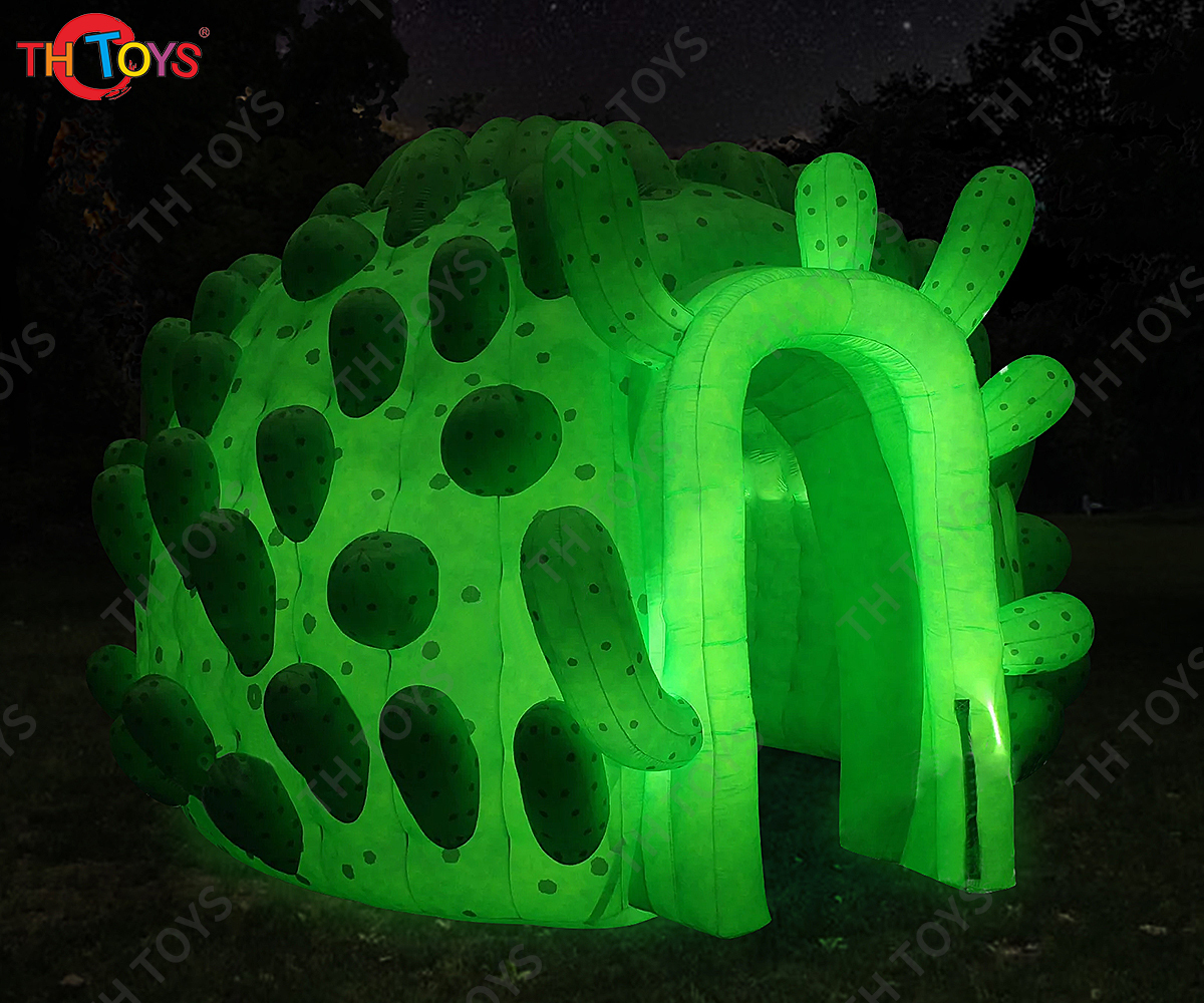 8m Green Giant Inflatable Cactus Igloo Dome Tent With Led And Blower For Outdoor Parties Or Events