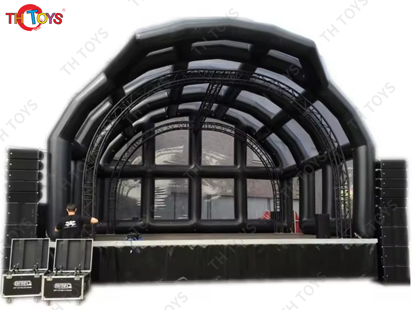 free shipment to sea port, custom airtight outdoor portable transparent inflatable stage cover, commercial inflatable stage tent