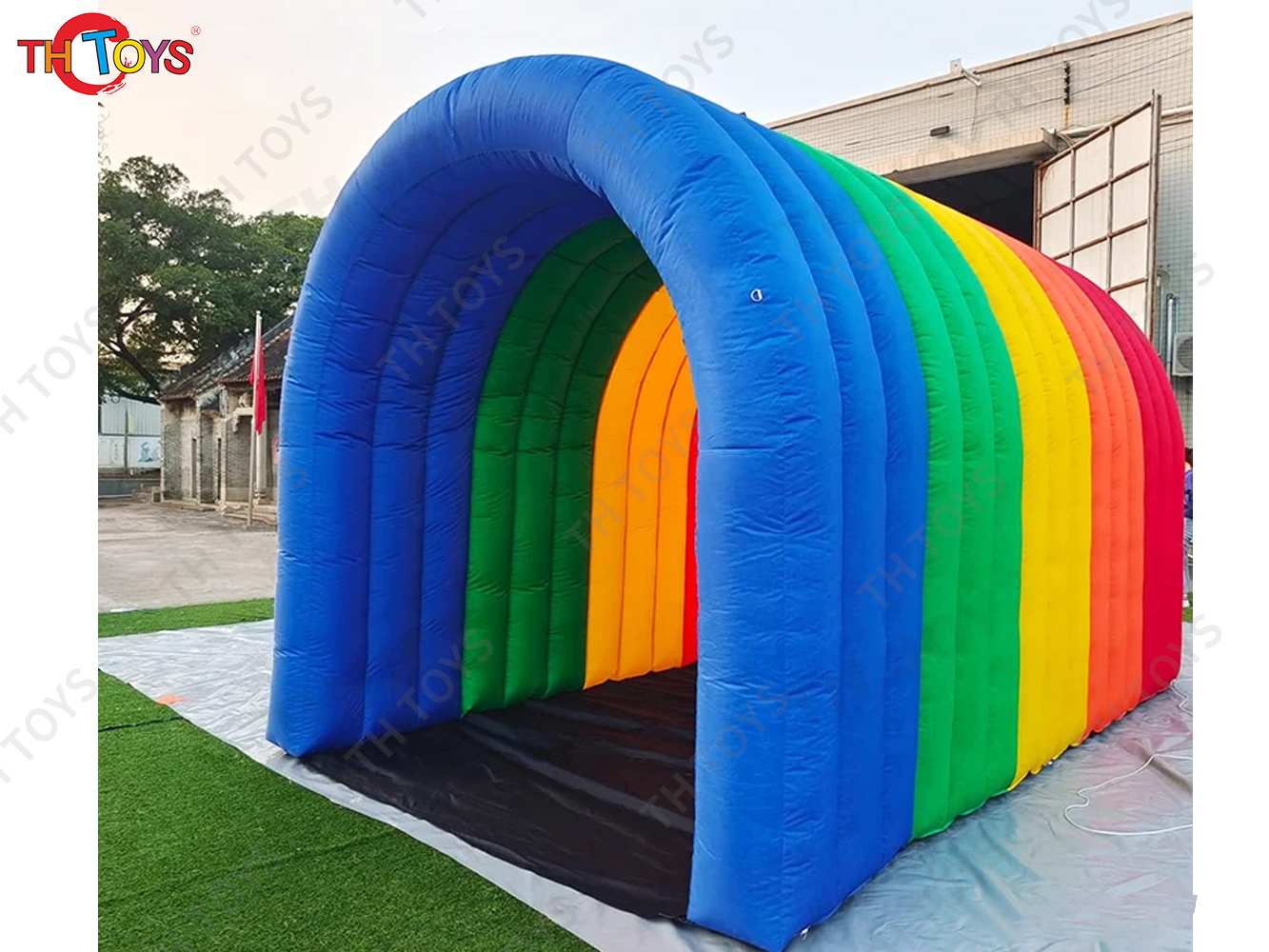 8x5m Rainbow Inflatable Tunnel Entrance Inflatable Sports Tunnel Tent with Blower for Outdoor Events