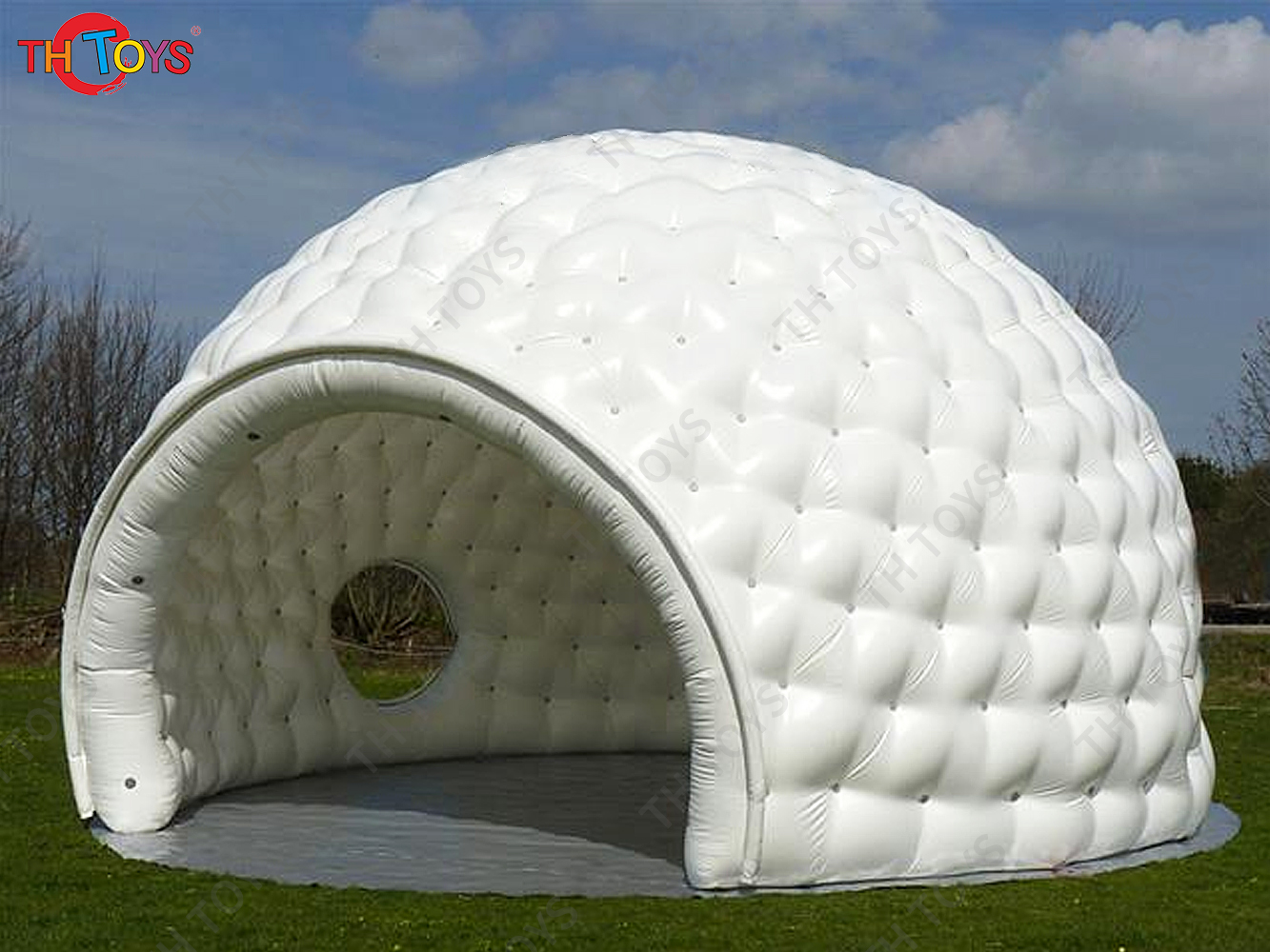 Outdoor Advertising Inflatable Golf Tent White Air Dome With Round Windows Inflatable Golf Igloo For Wedding Party Sports Event