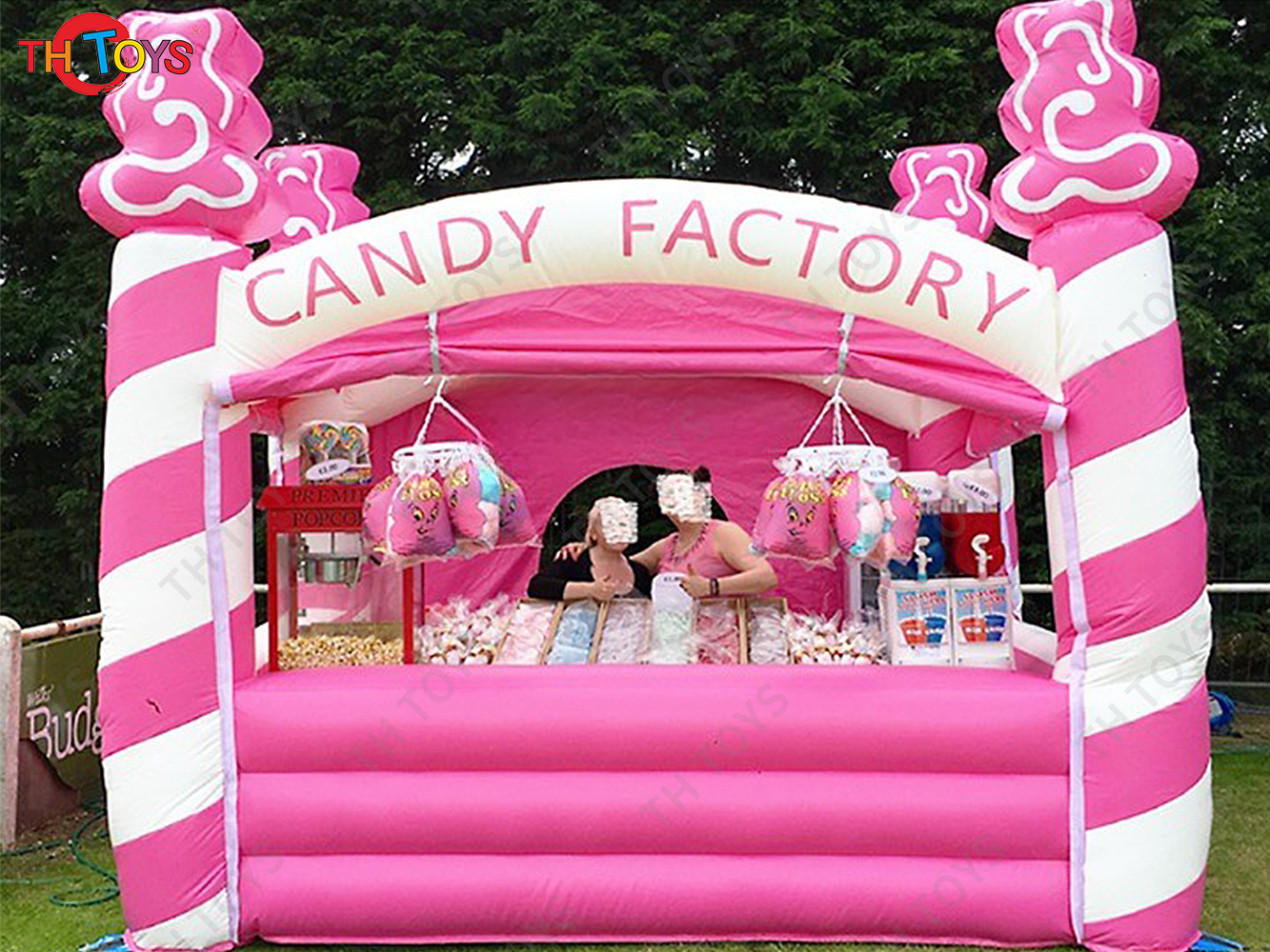 Free air ship to door, 4x4m Candy floss inflatable booth/inflatanle trade show tent for promotion, cheap inflatable candy cabin