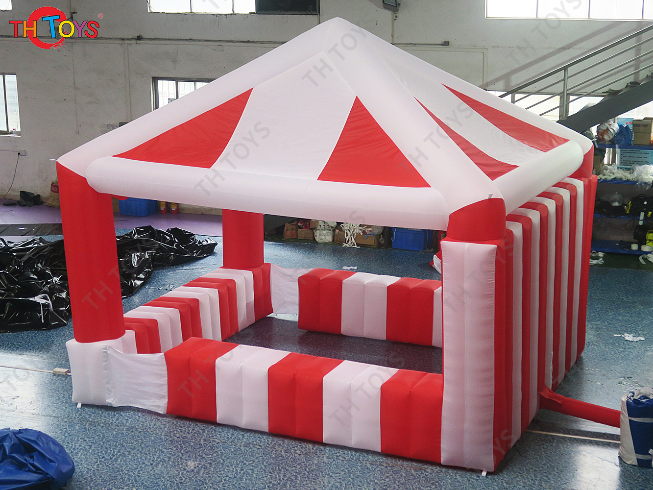 Free Air Shipping 4x4m Red and White Snack Booth Inflatable Carnival Tent for Sale