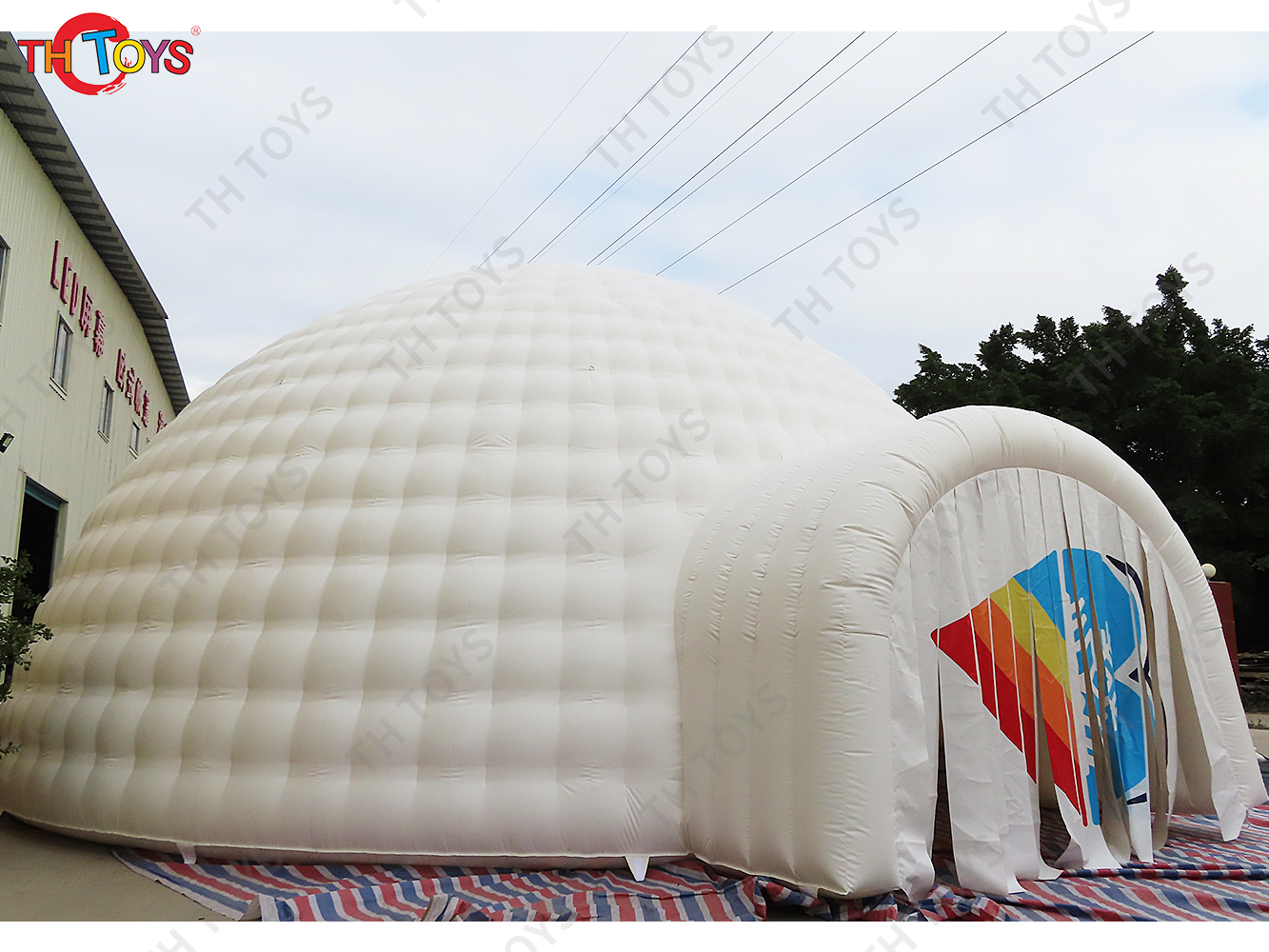free sea ship to port,8m diameter outdoor large bubble Igloo tent, snow zone party inflatable tent, white inflatable dome tent