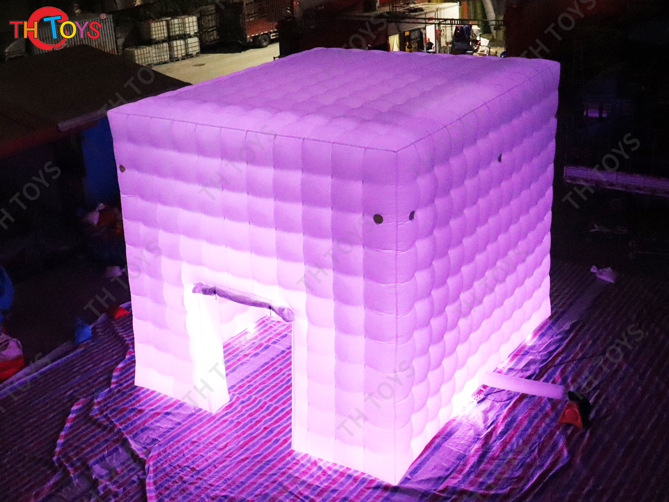 free air ship to door,7x7M Outdoor White Party Wedding Events Inflatable Cube marquee Tent with LED light