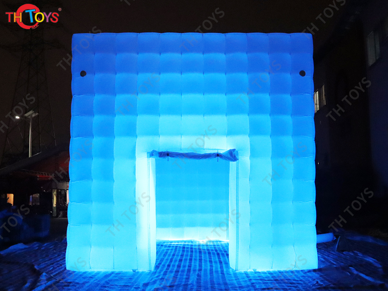 free air ship to door,7x7M Outdoor White Party Wedding Events Inflatable Cube marquee Tent with LED light