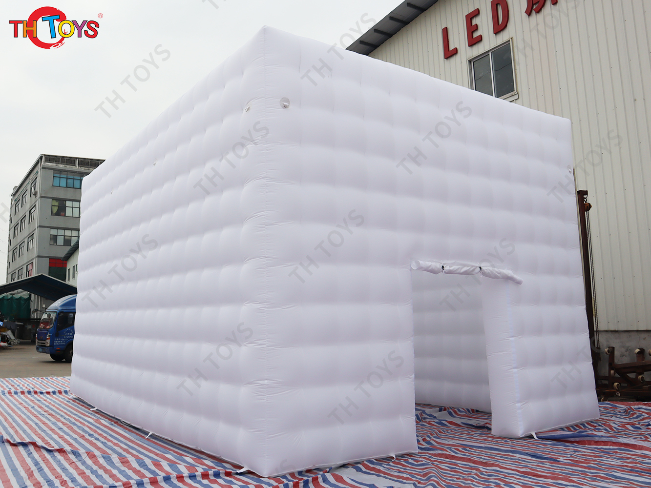 free air ship to door,7x7M Outdoor White Party Wedding Events Inflatable Cube marquee Tent with LED light
