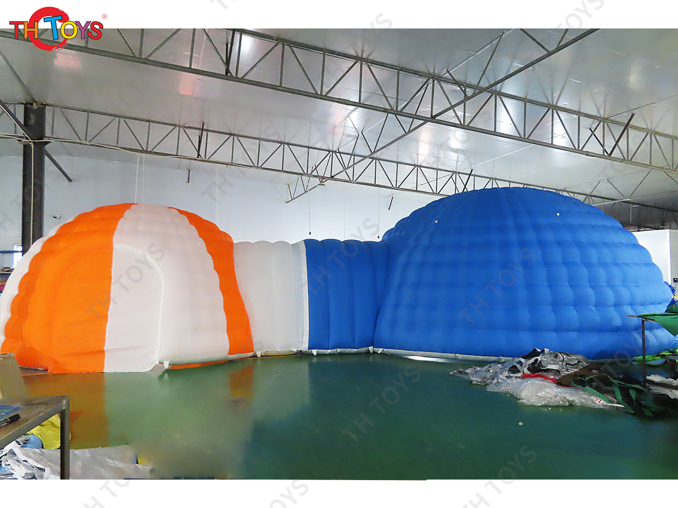 Free Door Shipping Outdoor 5m Dia Blue Inflatable Dome Tent Tunnel Tents for Lawn Events on Sale