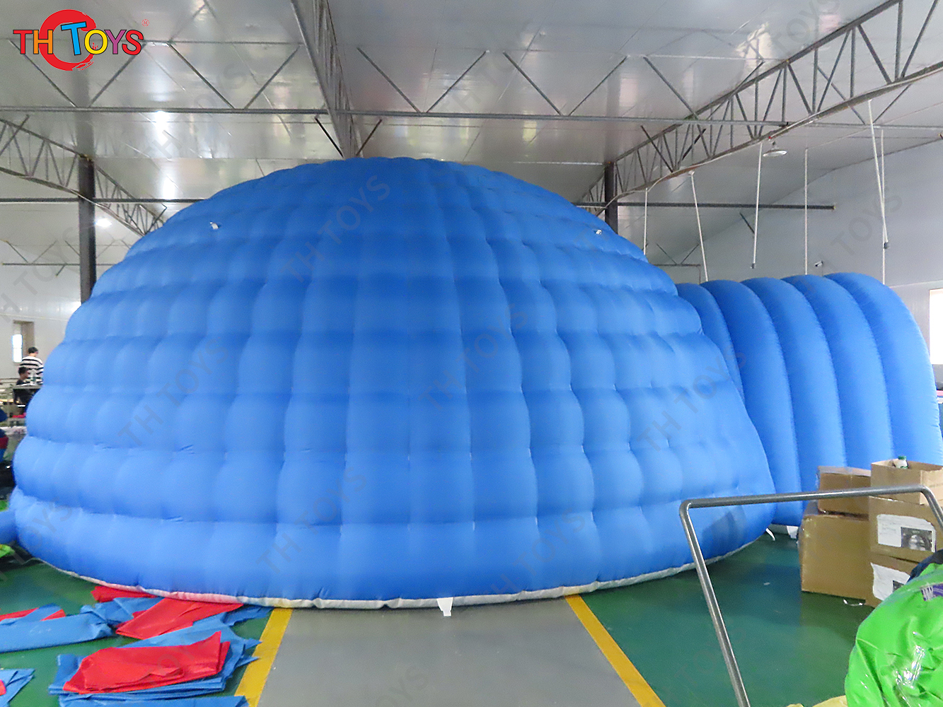 Free Door Shipping Outdoor 5m Dia Blue Inflatable Dome Tent Tunnel Tents for Lawn Events on Sale