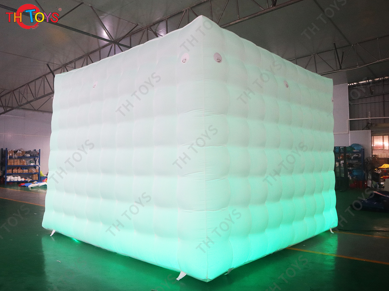 Free Air Shipping 6x6m White Inflatable Cube Tent Flat Top Wedding Party Marquee with Colorful Lighting for Sale