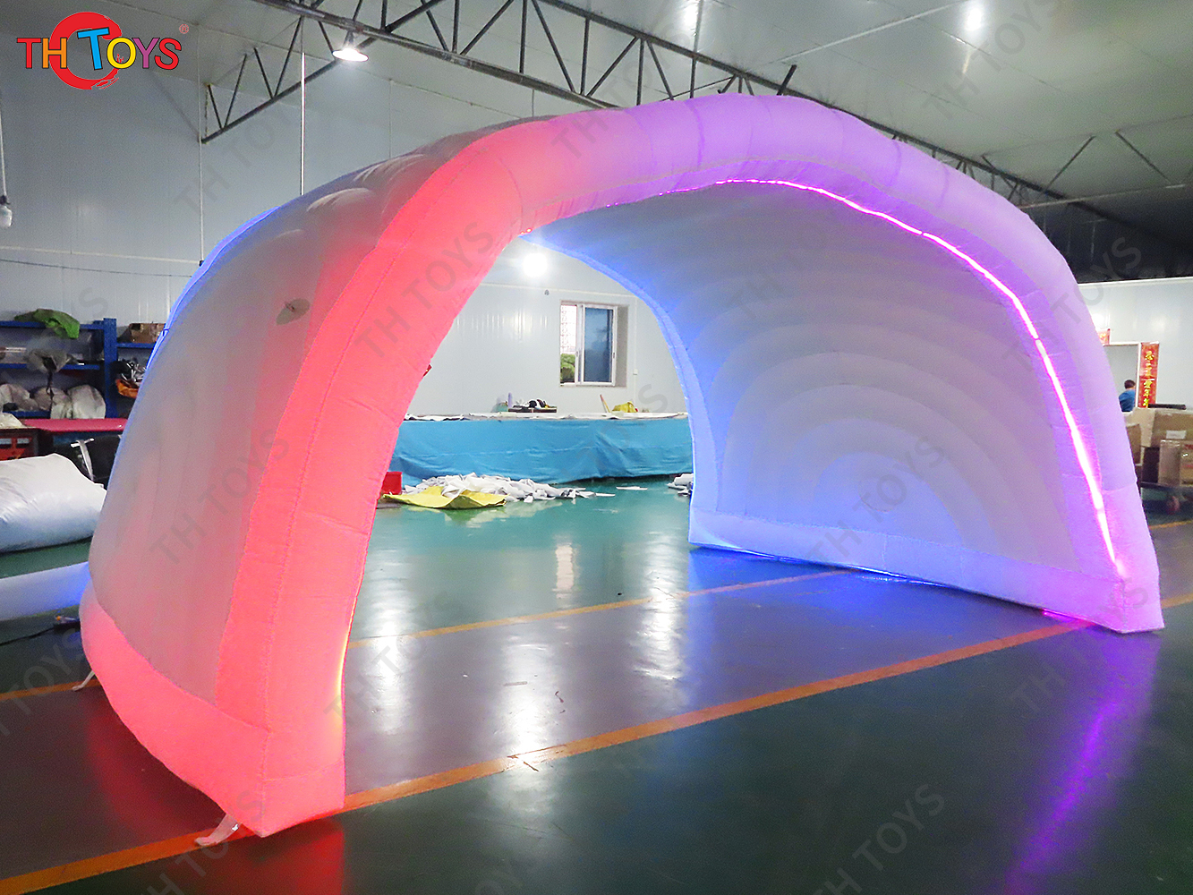 Free Door Shipping 8x5m Lighting Inflatable Stage Tent Portable Blow Up Arch Tents Party Booths with Blower