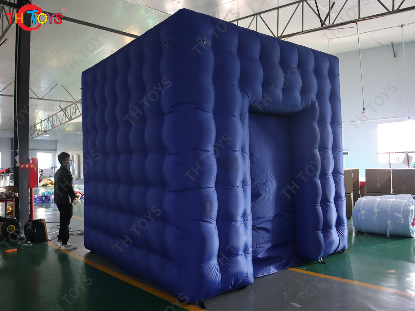 Free Shipping 3x3m Blue Inflatable Photo Booth Wedding Photo Shooting Tent with Colorful LED Lights
