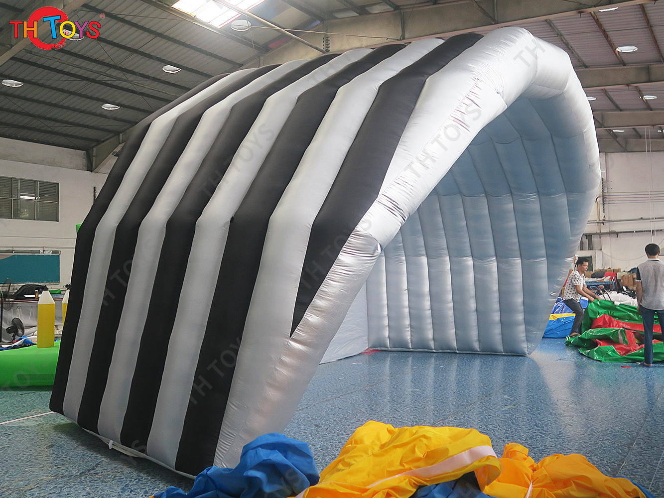 Free Ship 8x6m Black Silvery Inflatable Stage Tent Shelter Marquee for Parties Events