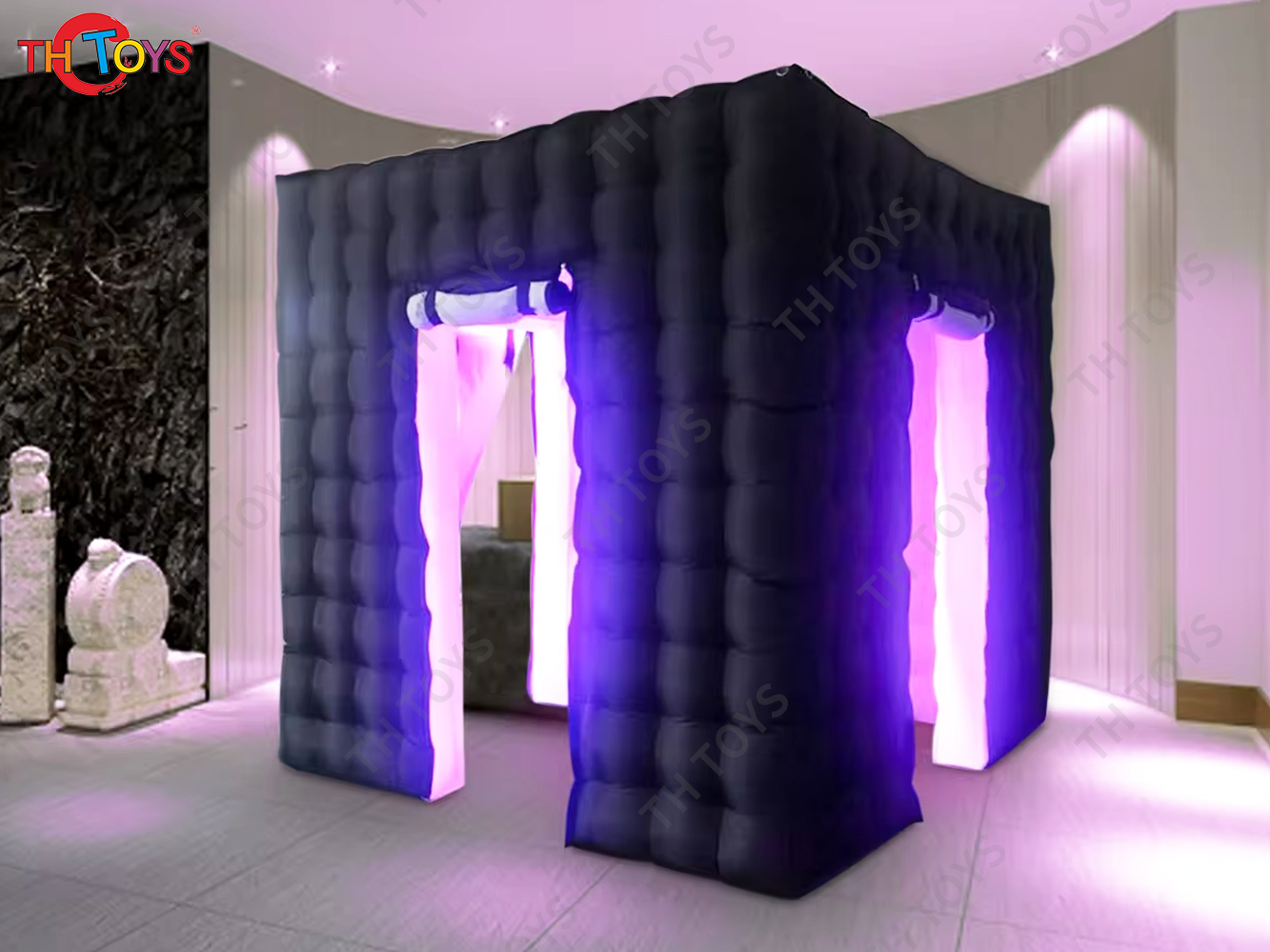 Free Air Ship 3x3m LED Lighting Inflatable Photo Booth Cube Inflatable Cabin Tent for Selfie
