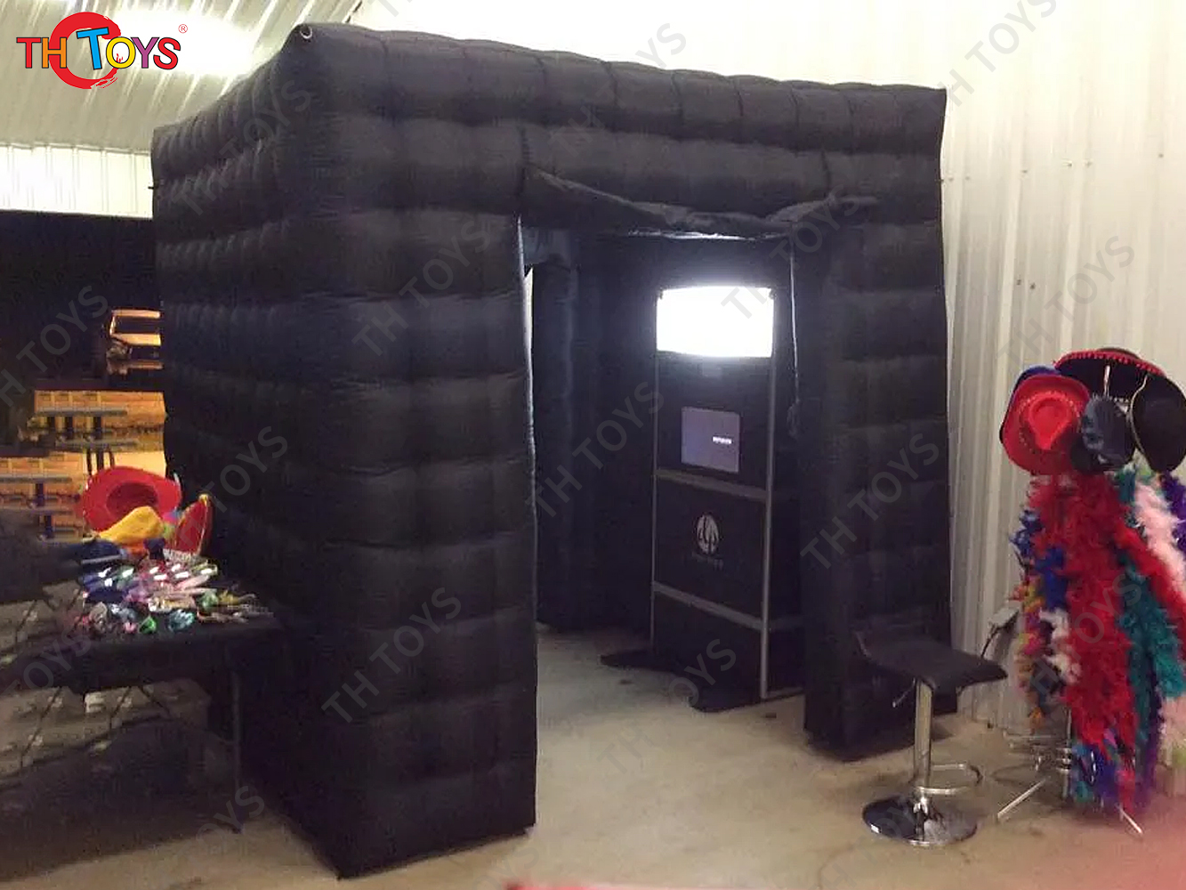 Free Air Ship 3x3m LED Lighting Inflatable Photo Booth Cube Inflatable Cabin Tent for Selfie
