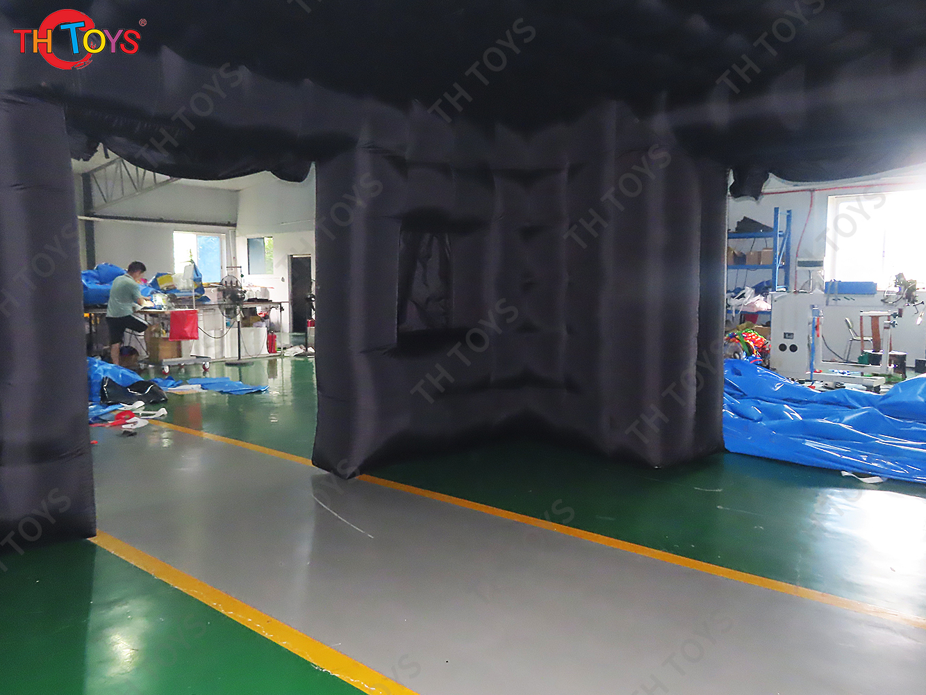 Black Portable LED disco lighting night club tent 6x5m Inflatable Cube Party Tent inflatable nightclub