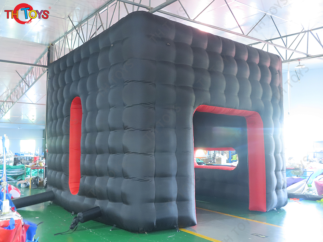 Large Black Inflatable Cube Tent, customized Square Event tent Big Portable NightClub