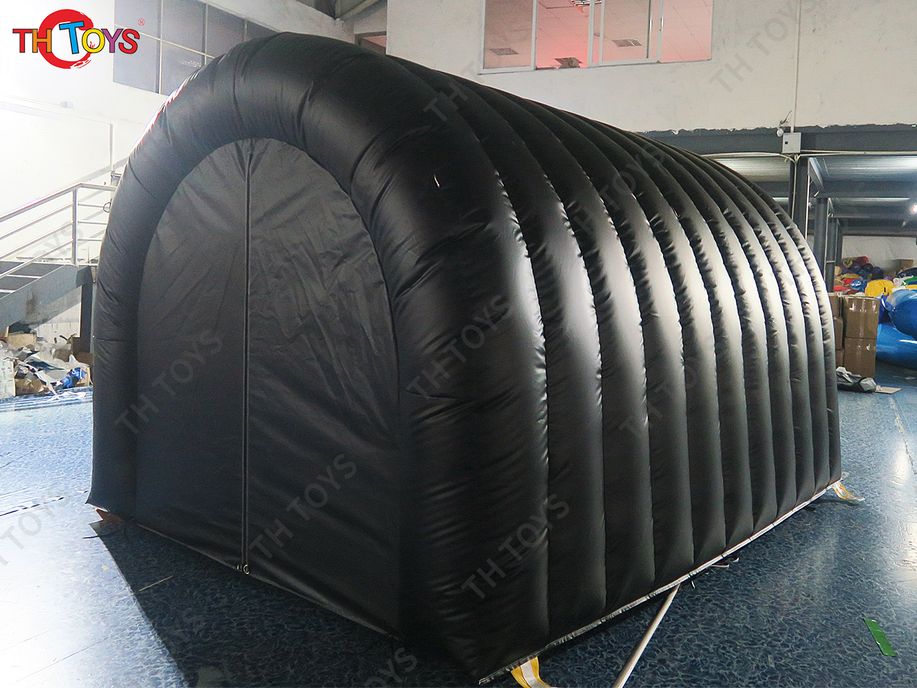Large Outdoor Black two Layers Structure Inflatable Tunnel Tent With Blower Airblown Dome Canopy For Events