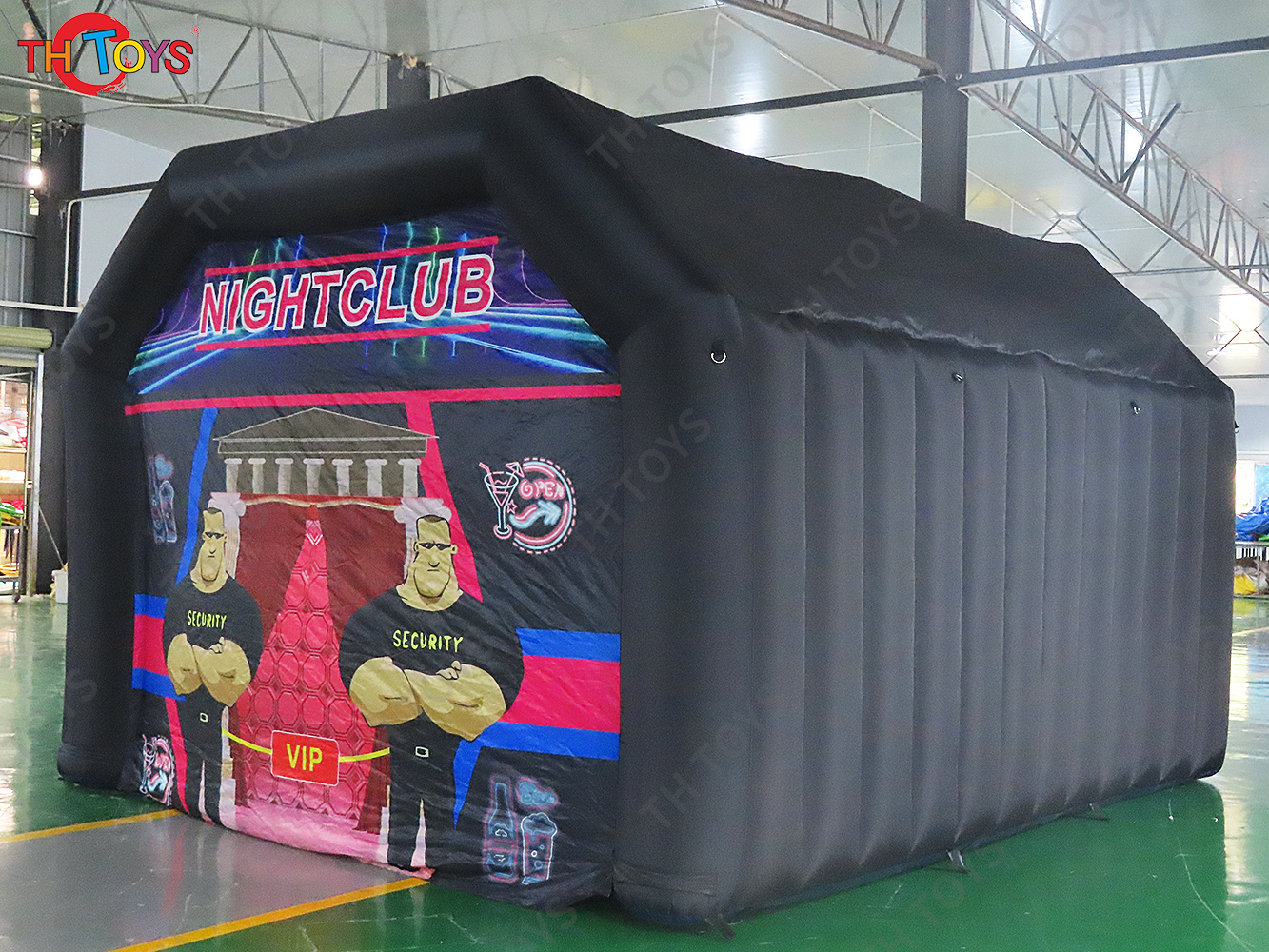 Black Inflatable Nightclub Tent with Disco Light N Fog Machine Portable Carnival Inflatable Party Tent House