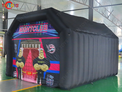 Black Inflatable Nightclub Tent with Disco Light N Fog Machine Portable Carnival Inflatable Party Tent House