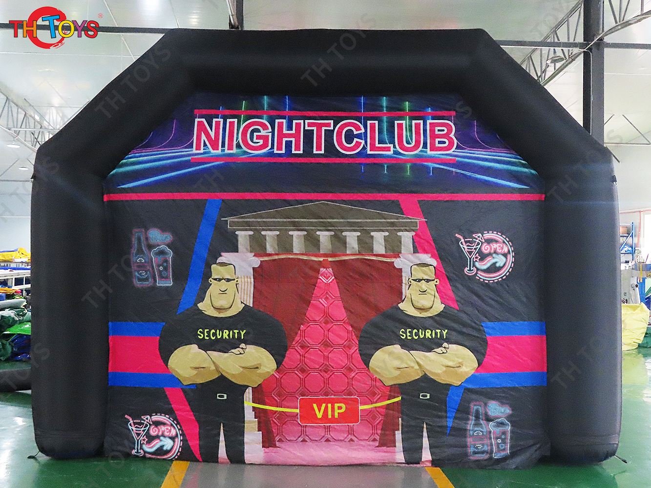 Black Inflatable Nightclub Tent with Disco Light N Fog Machine Portable Carnival Inflatable Party Tent House