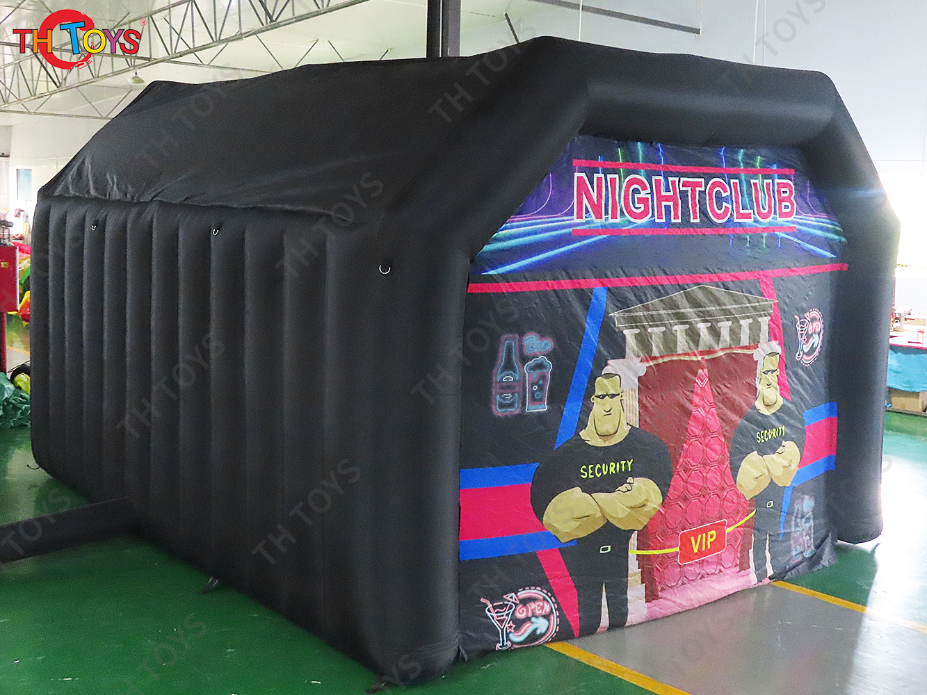 Black Inflatable Nightclub Tent with Disco Light N Fog Machine Portable Carnival Inflatable Party Tent House