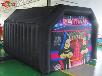Black Inflatable Nightclub Tent with Disco Light N Fog Machine Portable Carnival Inflatable Party Tent House