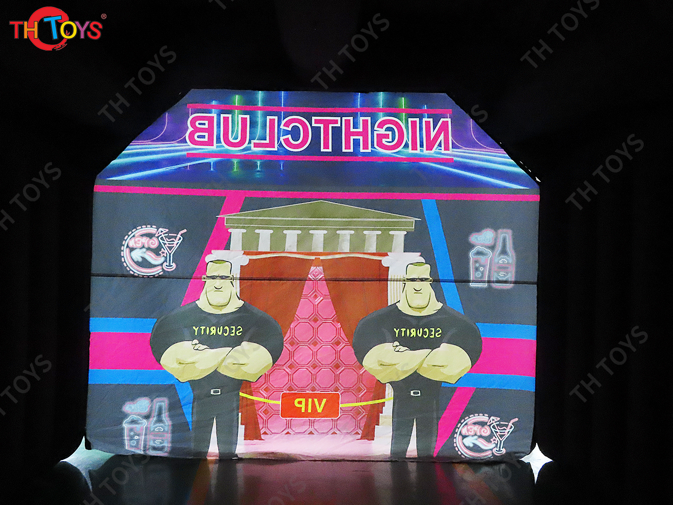 Black Inflatable Nightclub Tent with Disco Light N Fog Machine Portable Carnival Inflatable Party Tent House