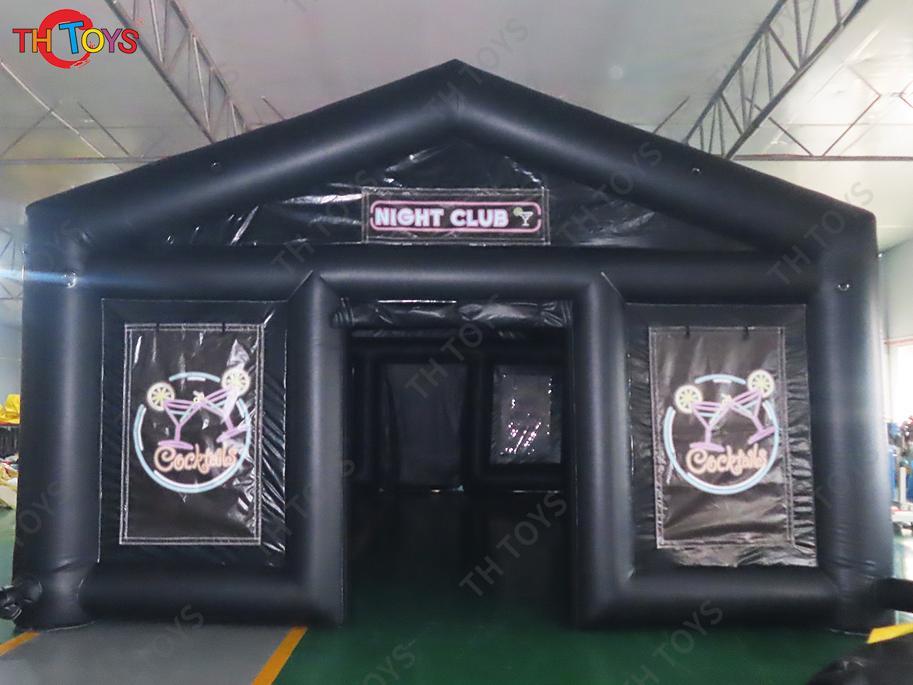 Black Inflatable Nightclub Tent with Disco Light N Fog Machine Portable Carnival Inflatable Party Tent House