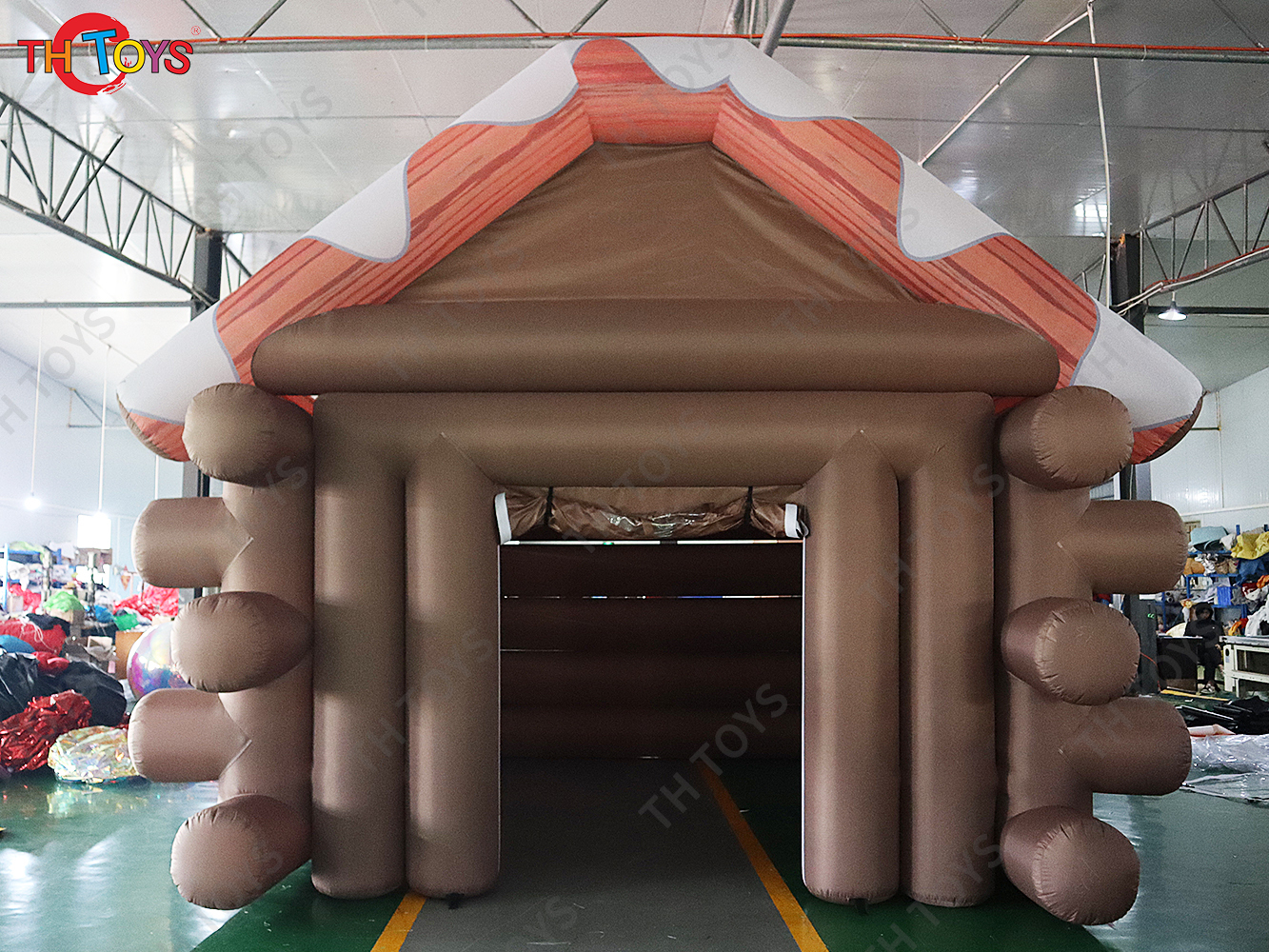 newest Inflatable Christmas House Santa Grotto Tent, 5x4m big Inflatable Wooden House For Festival Decoration
