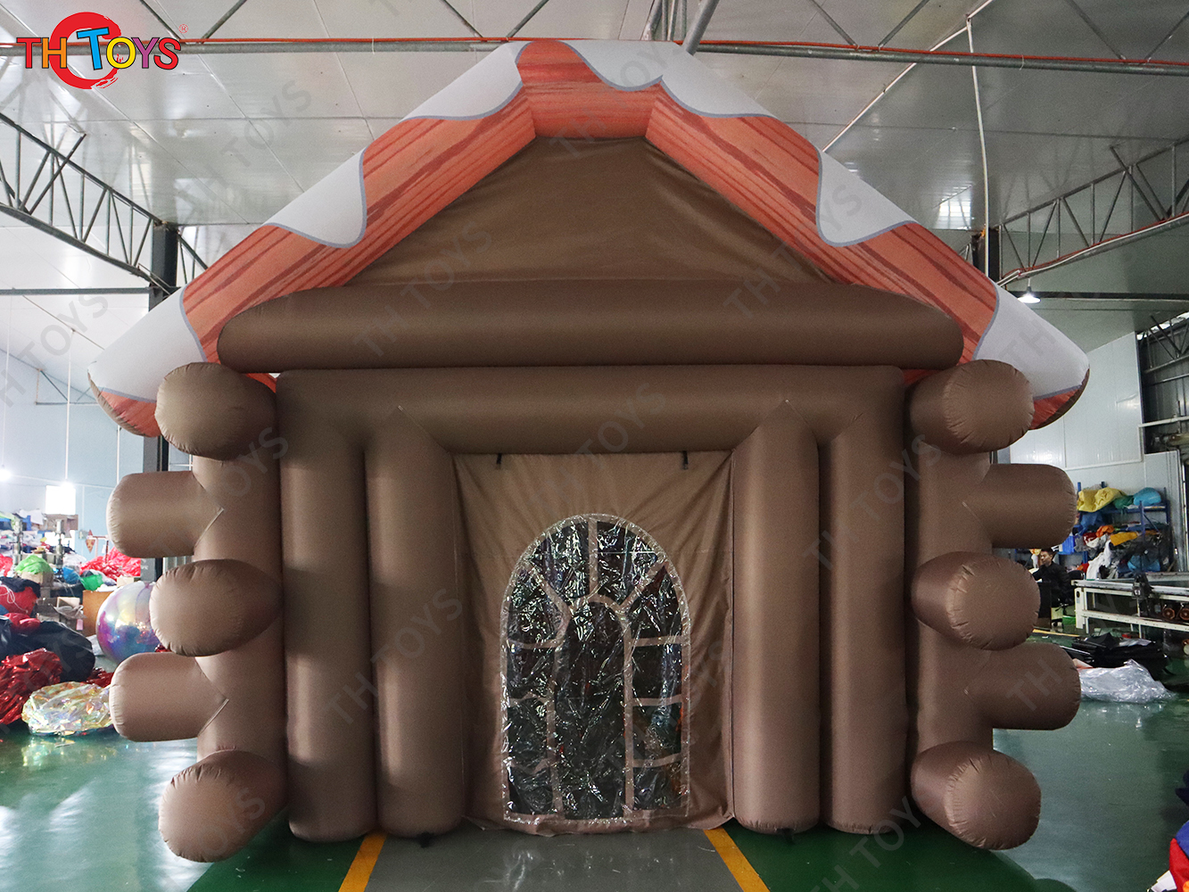 newest Inflatable Christmas House Santa Grotto Tent, 5x4m big Inflatable Wooden House For Festival Decoration