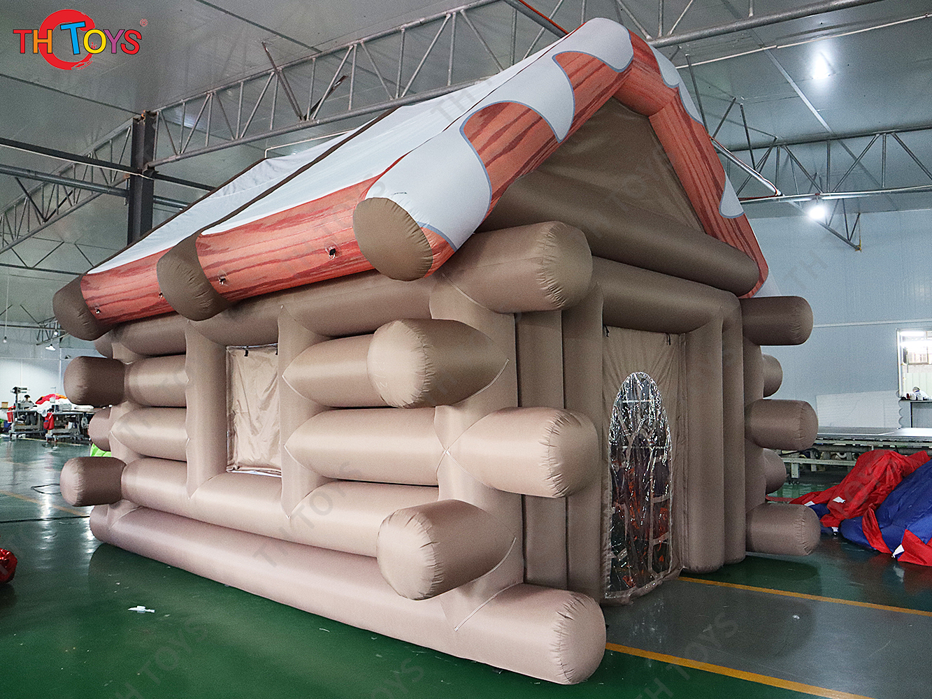 newest Inflatable Christmas House Santa Grotto Tent, 5x4m big Inflatable Wooden House For Festival Decoration
