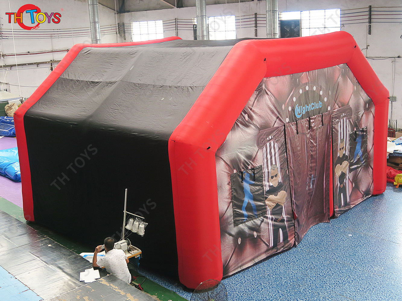 Outdoor Customized Black PVC Inflatable Nightclub Night Box Portable VIP Party Cube Night Club Bar With Blower
