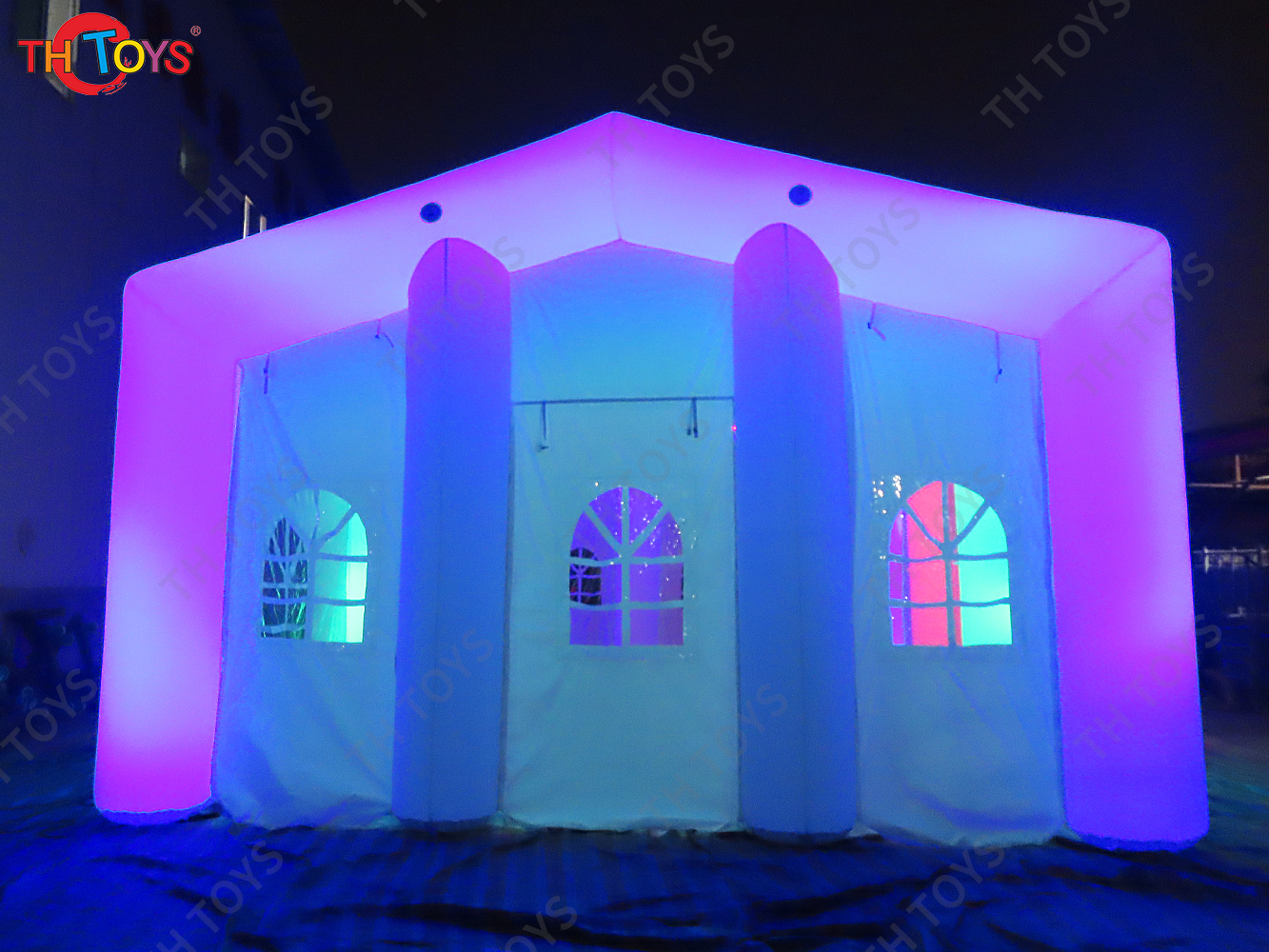 White Wedding Party Tent,Oxford Durable Giant Inflatable Marquee Tent Shelter with Colorful LED Lighting