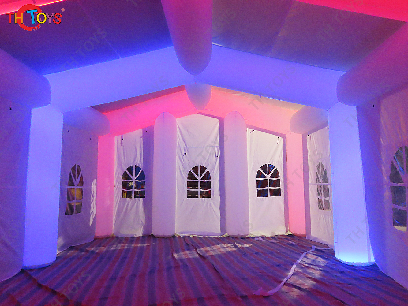 White Wedding Party Tent,Oxford Durable Giant Inflatable Marquee Tent Shelter with Colorful LED Lighting
