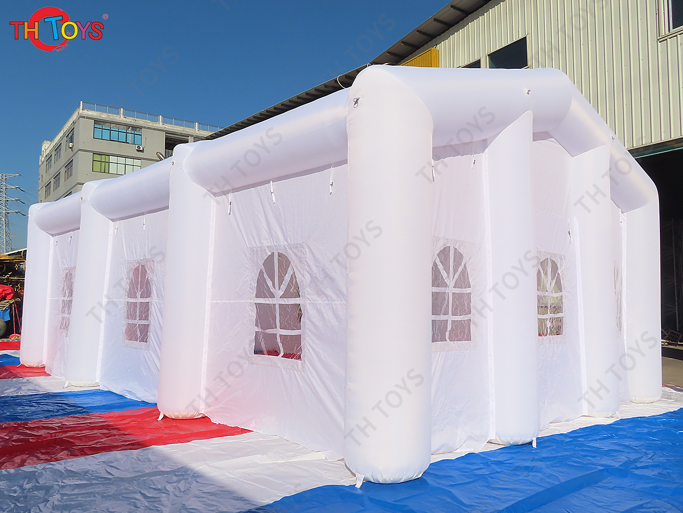 White Wedding Party Tent,Oxford Durable Giant Inflatable Marquee Tent Shelter with Colorful LED Lighting