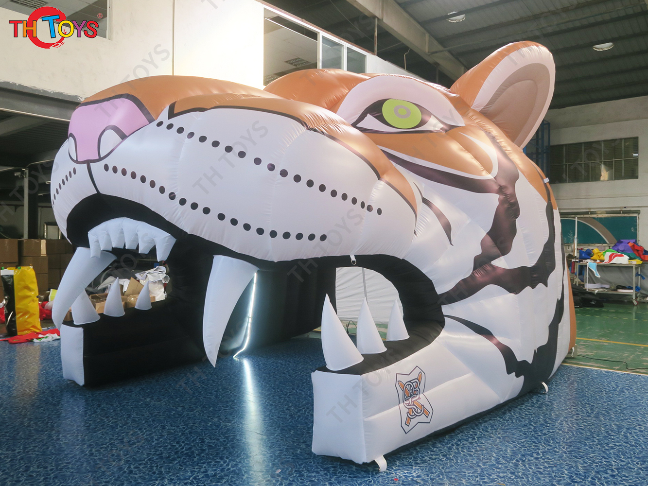 4x4m Tiger head Inflatable Tunnel Tent Blow Up Stage Tent Shelter with Blower for Sale