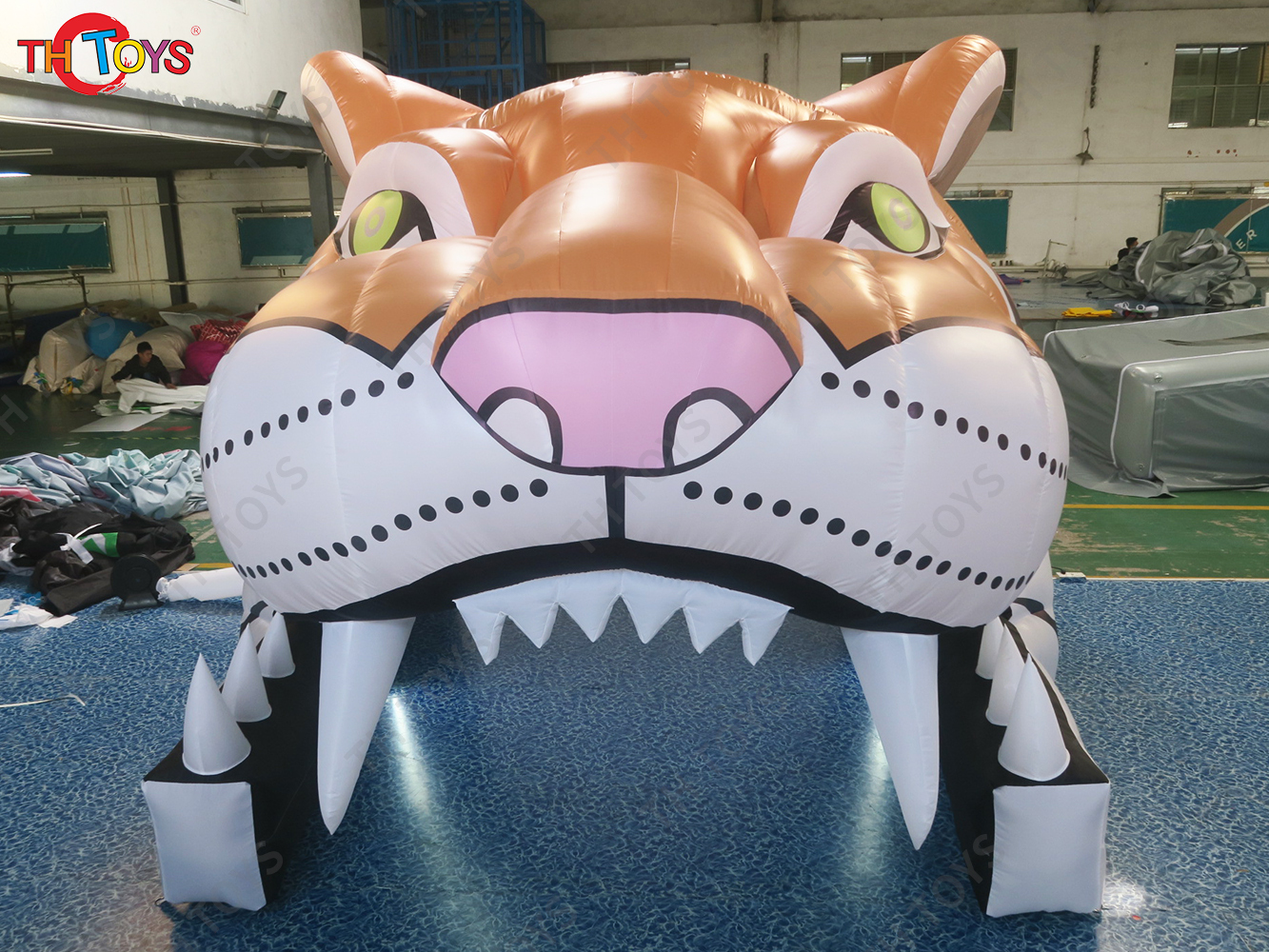 4x4m Tiger head Inflatable Tunnel Tent Blow Up Stage Tent Shelter with Blower for Sale