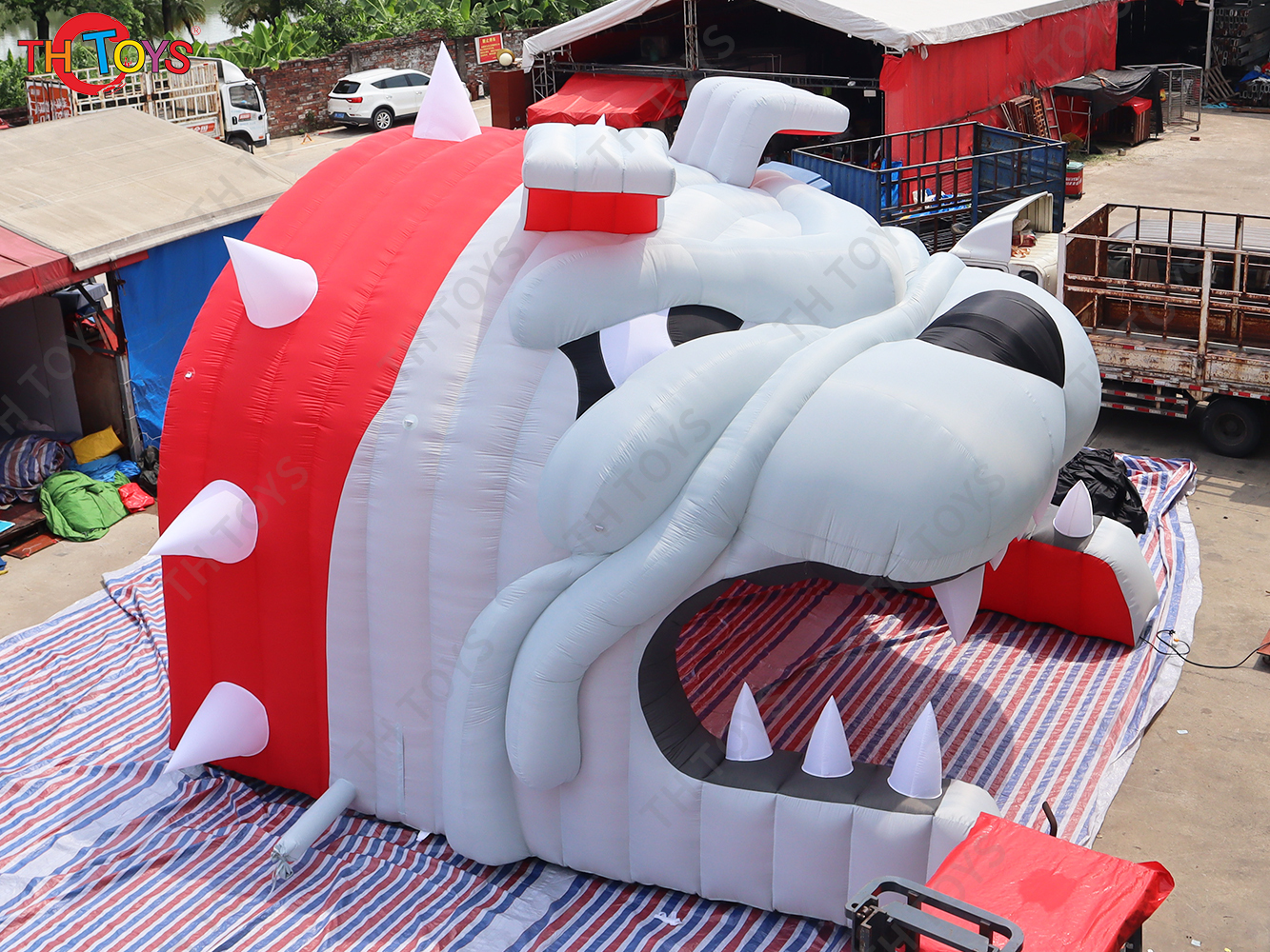 7.5x6x4.8m Red Shar Pei Dog Tunnel Tent Commercial Portable Inflatable Stage Tent for Sale