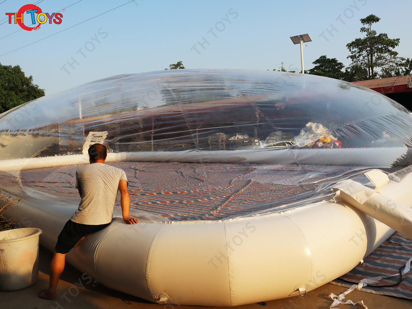 Outdoor commercial transparent inflatable pool cover swimming pool dome tent