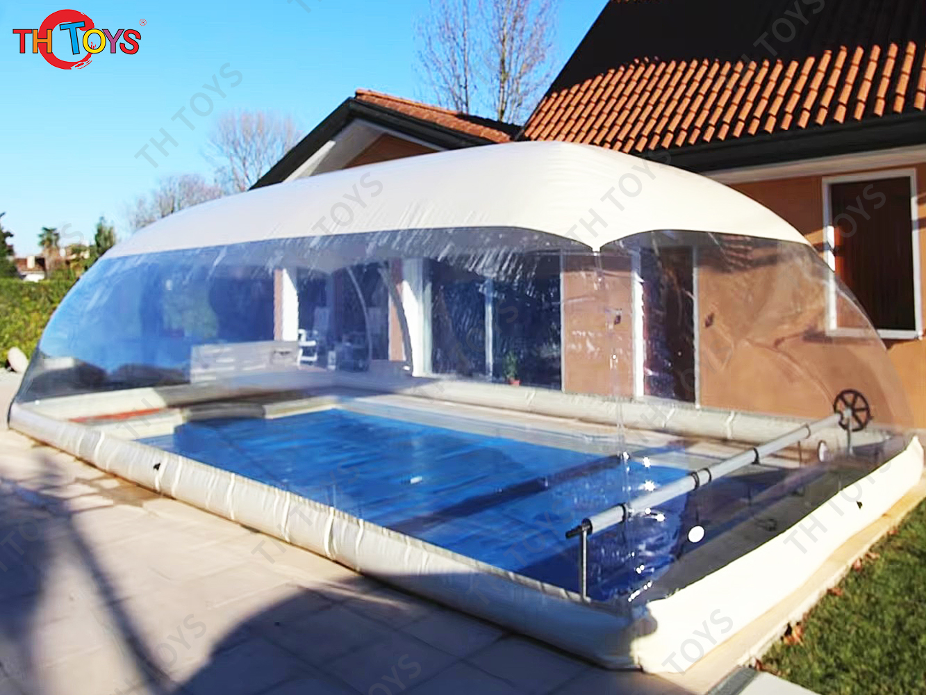inflatable transparent dome tent/commercial clear swimming pool cover
