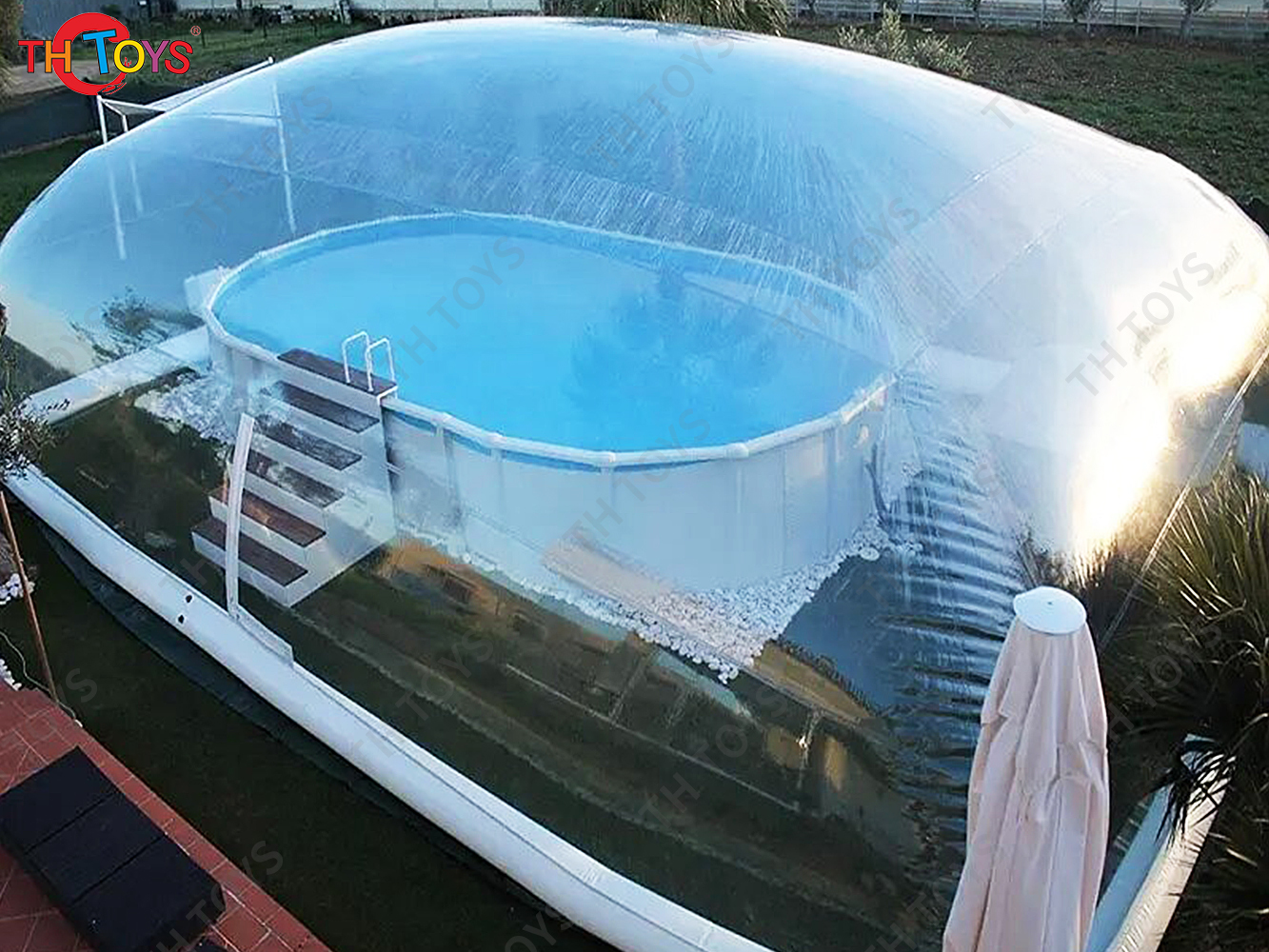 Outdoor transparent inflatable pool bubble dome,clear inflatable pool cover ceiling
