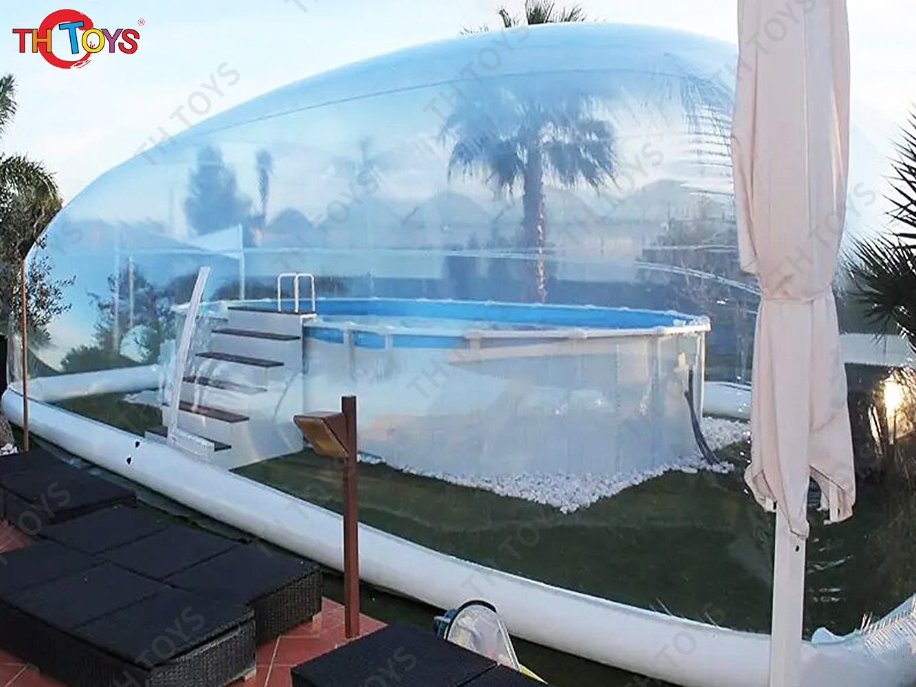 Outdoor transparent inflatable pool bubble dome,clear inflatable pool cover ceiling