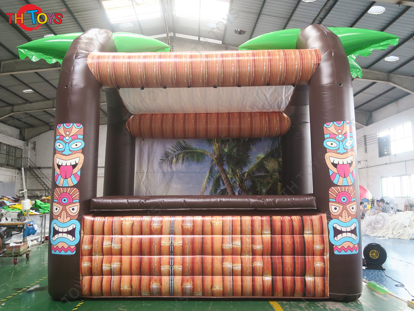 4.5x3x3.5mH Beach Party Inflatable Tiki Bar Exhibition Serving bar Inflatable Pub Tent for sale