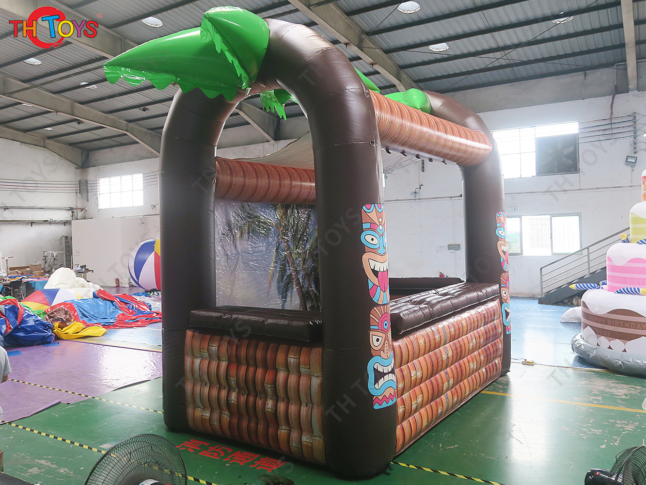 4.5x3x3.5mH Beach Party Inflatable Tiki Bar Exhibition Serving bar Inflatable Pub Tent for sale