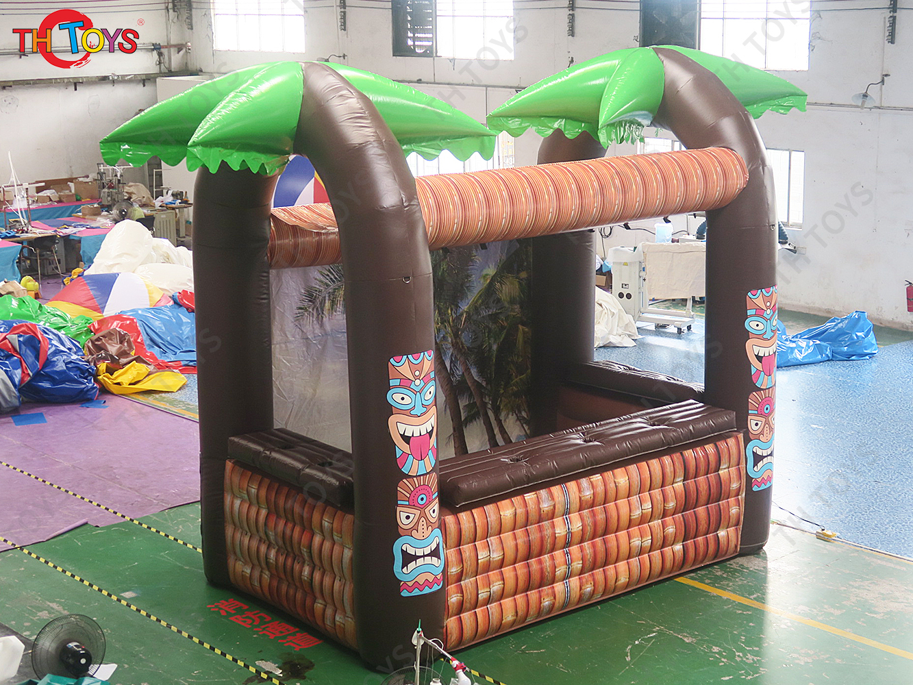 4.5x3x3.5mH Beach Party Inflatable Tiki Bar Exhibition Serving bar Inflatable Pub Tent for sale